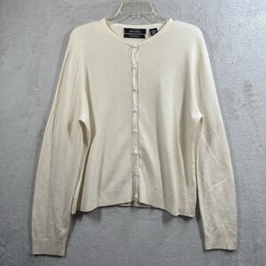 Parisian Works Cream Pearl-Button Cardigan Sweater